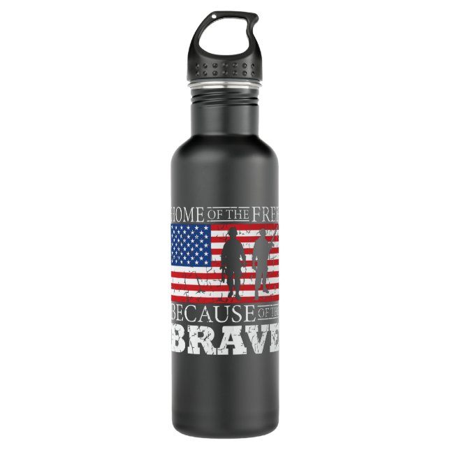 Home Of The Free Because Of The Brave - USA Flag 710 Ml Water Bottle (Front)