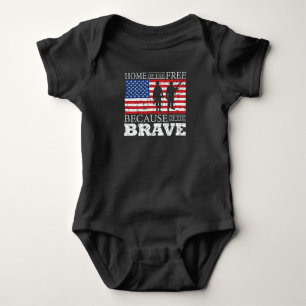 Home Of The Free Because Of The Brave - USA Flag Baby Bodysuit