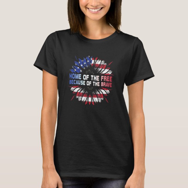 Home Of The Free Because Of The Brave Usa Flag Ind T-Shirt (Front)