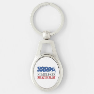Home of the free because of the brave USA Flag Key Ring