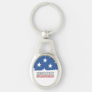 Home of the free because of the brave USA Flag Key Ring