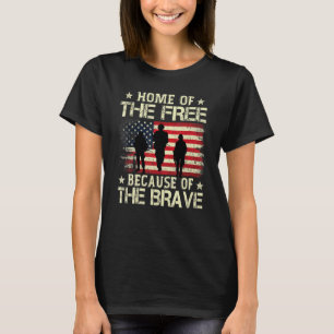Home Of The Free Because Of The Brave Usa Flag Mem T-Shirt