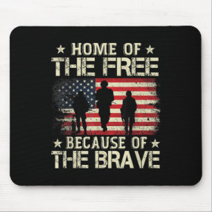 Home Of The Free Because Of The Brave Usa Flag Mouse Mat