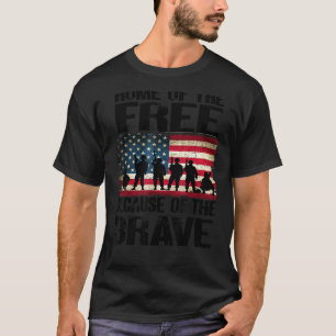 Home Of The Free Because Of The Brave Usa Flag Pat T-Shirt