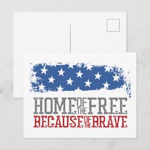Home of the free because of the brave USA Flag Postcard