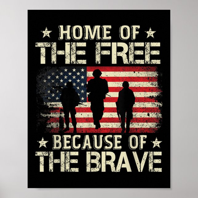 Home Of The Free Because Of The Brave Usa Flag Poster (Front)