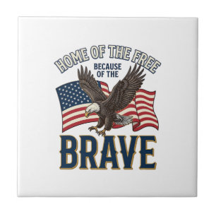 Home of the Free Brave Eagle Patriotic Shirt Desig Tile