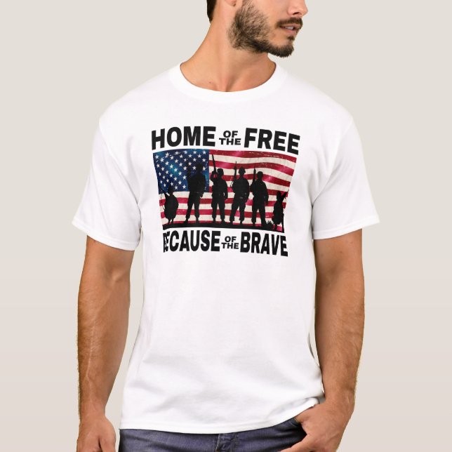 Home of the Free Flag Soldiers T-Shirt (Front)