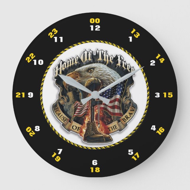 HOME OF THE FREE LARGE CLOCK (Front)