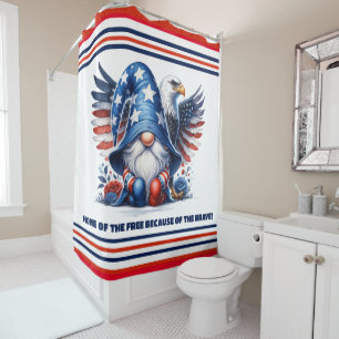 Home of the Free – Patriotic Gnome and Eagle Shower Curtain