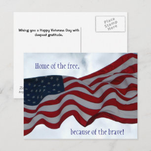 Home of the free ... Veterans Day Postcard