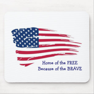 Home of the Free Wavy Flag Mouse Mat