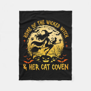 Home Of The Wicked And Her Cat Funny Witch Hallowe Fleece Blanket