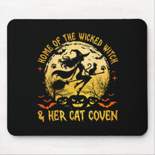 Home Of The Wicked And Her Cat Funny Witch Hallowe Mouse Mat