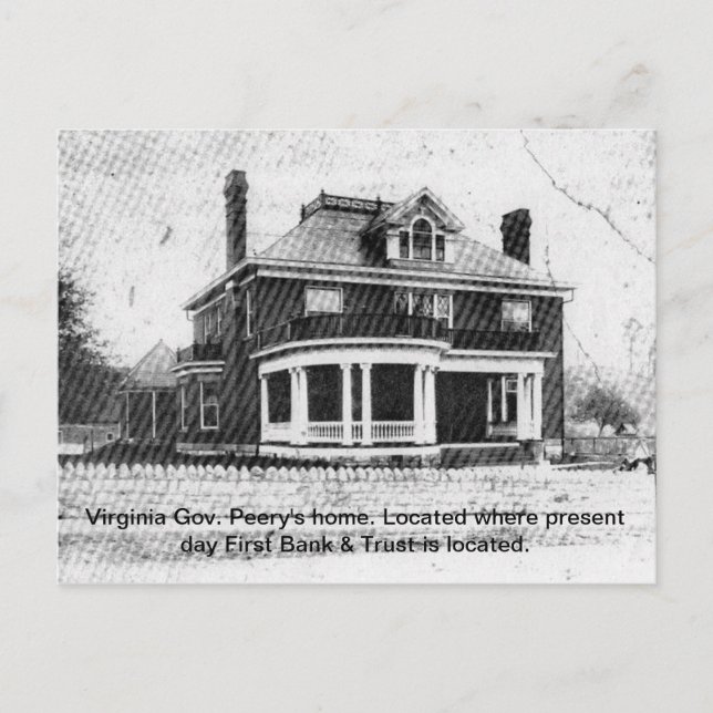Home of Virginia Governor Peery--Wise, Virginia Postcard (Front)