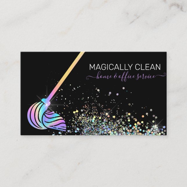 Home & Office Cleaning or Maid Service Holographic Business Card (Front)