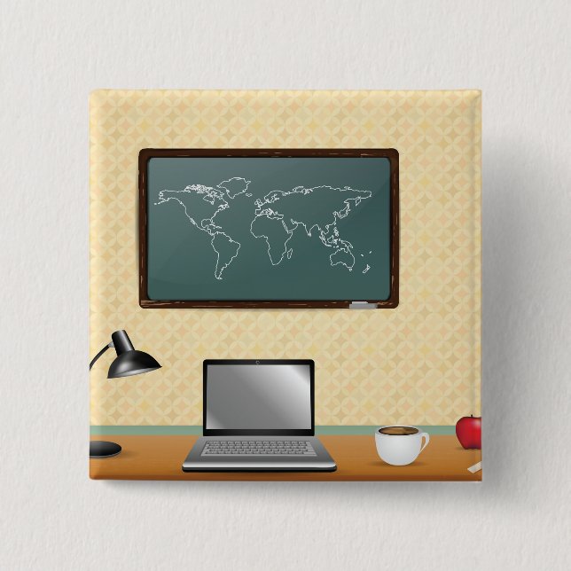 Home Office Desk Laptop Coffee 15 Cm Square Badge (Front)