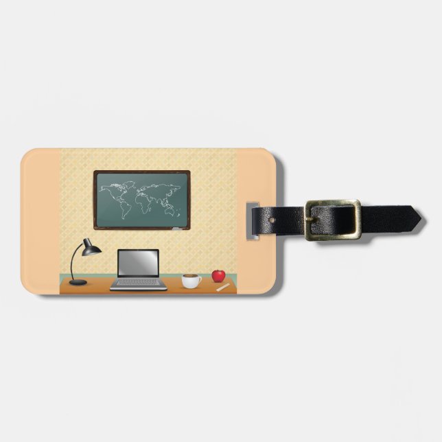 Home Office Desk Laptop Coffee Luggage Tag (Front Horizontal)