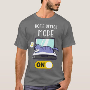 Home Office Mode On Lazy Cat On Laptop Fun T-Shirt