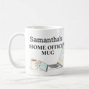 Home Office Name Watercolor Phone Computer Coffee Mug