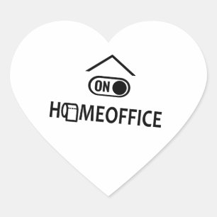 Home office on - Homeoffice on Heart Sticker
