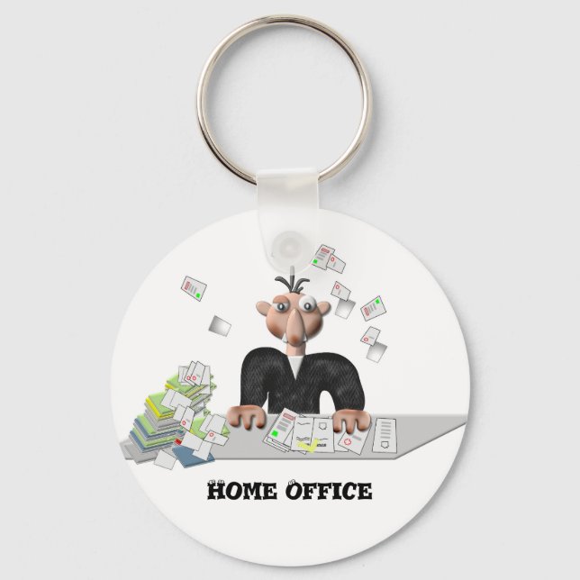 Home Office  , Personalised Button Key Ring (Front)
