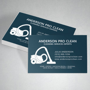Home & Office Pro Cleaning Service Navy Blue Business Card