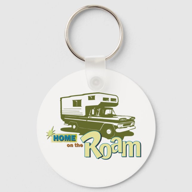 Home on the Roam retro pickup camper truck RV Key Ring (Front)