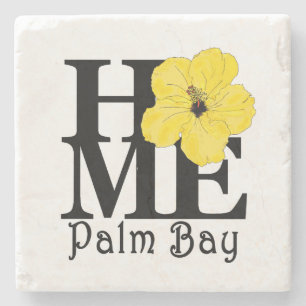 HOME Palm Bay Yellow Hibiscus Stone Coaster