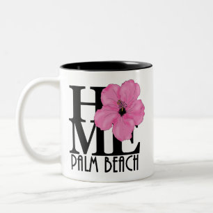 HOME Palm Beach Florida Pink Hibisus Two-Tone Coffee Mug