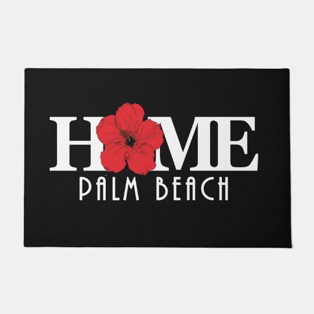 HOME Palm Beach Florida Red Hibiscus Doormat (Front)