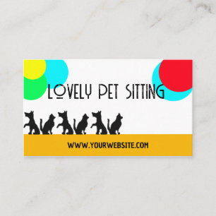 Home Pet Sitting Lovely Happy Cat & House Plants Business Card
