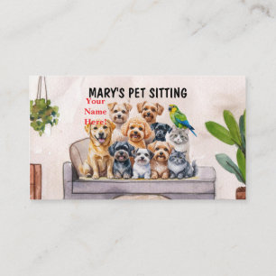 Home Pet Sitting Watercolor Business Card Dog