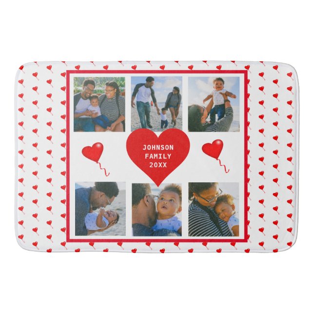 Home Photo Personalized Collage Family Valentine Bath Mat (Front)