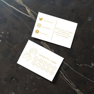 Home plant shop, modern gold loyalty card.