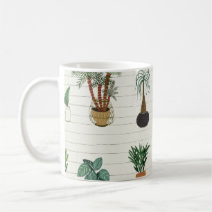 Home Plants: Hand Drawn Seamless Interior Coffee Mug