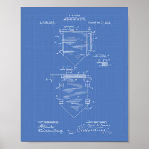 Home Plate Baseball 1922 Patent Art Blueprint Poster