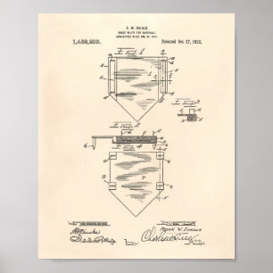 Home Plate Baseball 1922 Patent Art Old Peper Poster