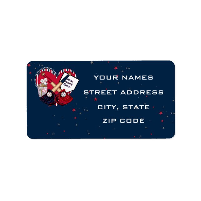 Home Plate Baseball Wedding Labels 03-Blue (Front)