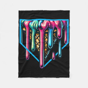 Home Plate Drip - Ice Cream Softll And Sell Fleece Blanket