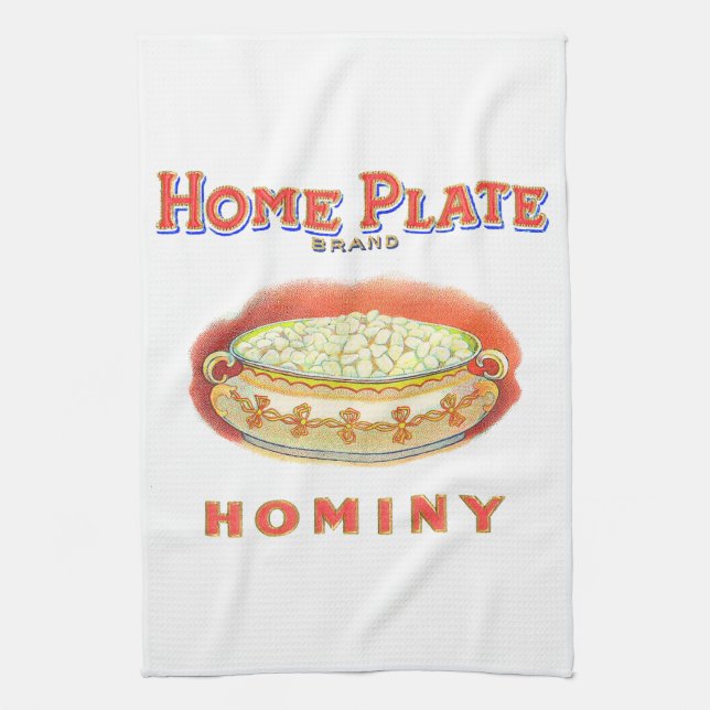 Home Plate Hominy Grits Tea Towel (Vertical)