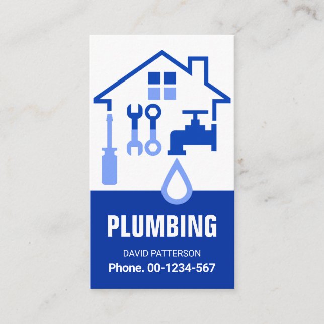 Home Plumbing Repair Tools Frame Business Card (Front)