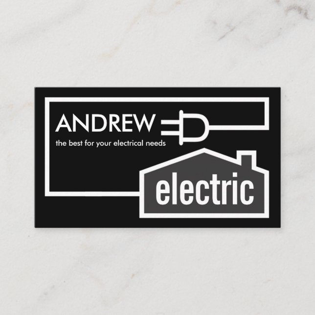 Home Power Plug Electrical Circuit Business Card (Front)