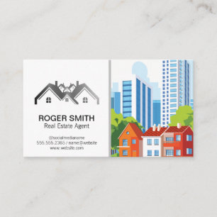 Home Properties Realtor Logo City Buildings Business Card