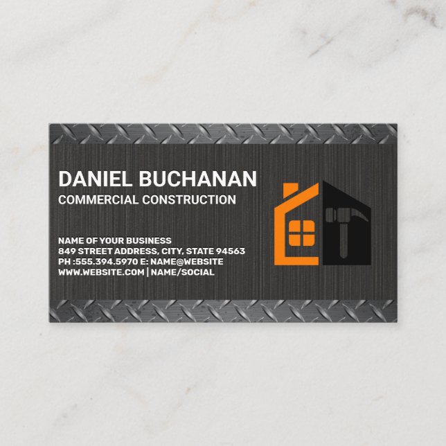 Home Property | Metal | Construction Business Card (Front)