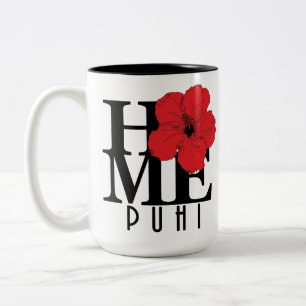 HOME Puhi Red Hibiscus 15oz Two-Tone Coffee Mug