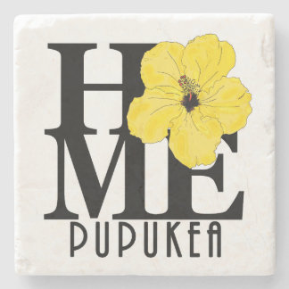 HOME Pupukea Yellow Hibiscus Stone Coaster