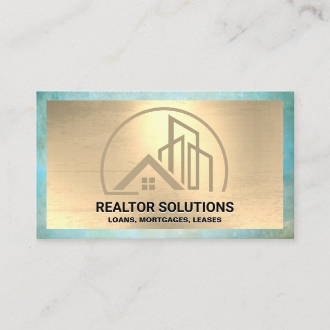 Home Real Estate | Gold Texture  Business Card (Front)