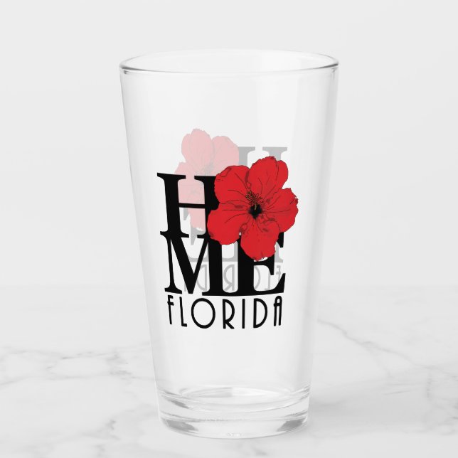 HOME Red Hibiscus Glass (Front)