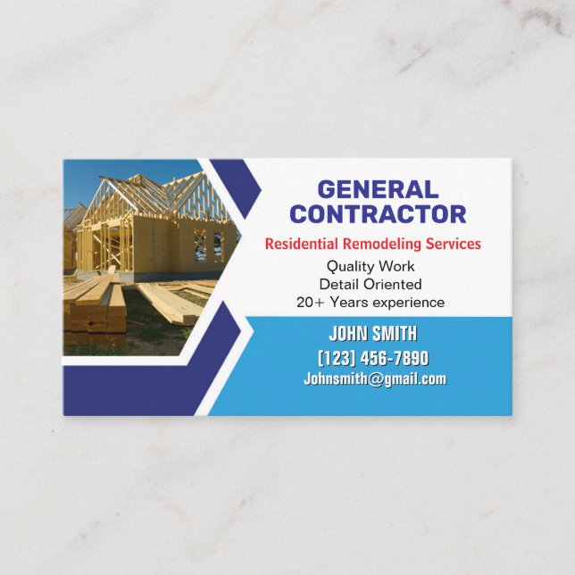 Home Remodeling Business Cards (Front)